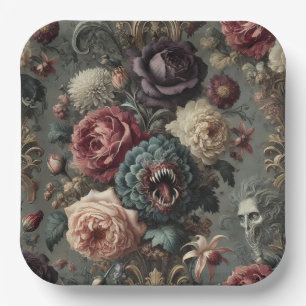 Assiettes En Carton 🩸 Une floraison intimidante – Gothique victorien