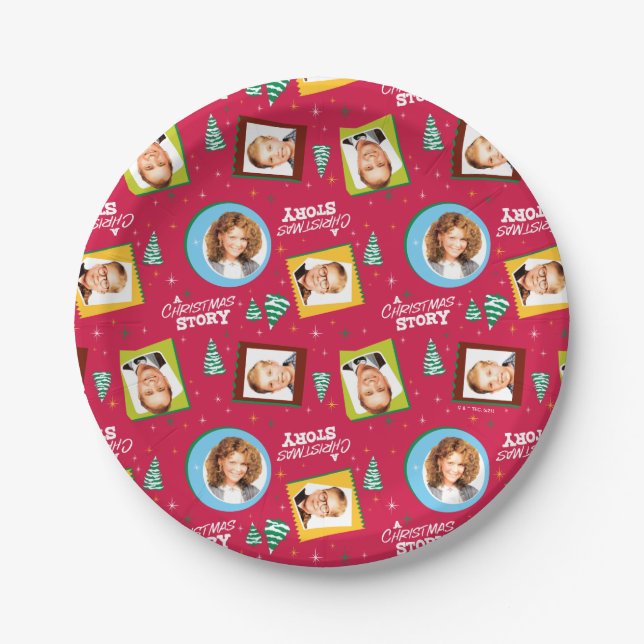 Assiettes En Carton Une histoire de Noël | Motif de photos de famille (Devant)