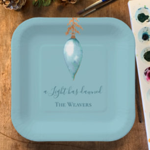 Assiettes En Carton Une lumière a vu l'aquarelle Noël chrétien