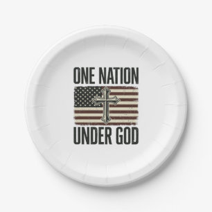 Assiettes En Carton Une nation sous Dieu Croix patriotique
