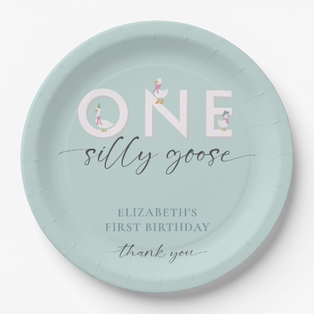 Assiettes En Carton Une oie bête 1er anniversaire mignonne (Devant)