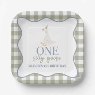 Assiettes En Carton Une oie ridicule bleue et verte