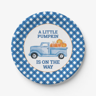 Assiettes En Carton Une petite camionnette bleue citrouille automne sh