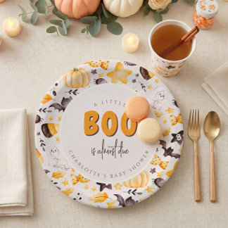 Assiettes En Carton Une petite citrouille fantôme Halloween Baby Showe