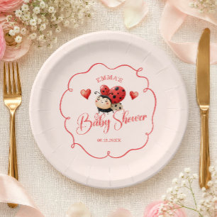 Assiettes En Carton Une petite coccinelle de l'amour est en route Baby