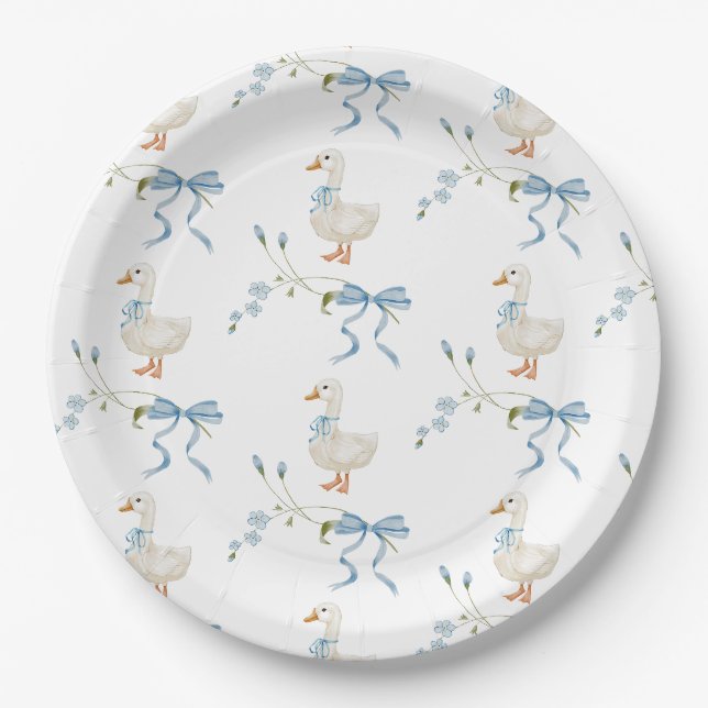 Assiettes En Carton Une Petite Oie Silencieuse Aquarelle Anniversaire (Devant)