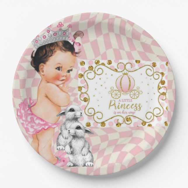 Assiettes En Carton Une petite princesse est en route. (Devant)
