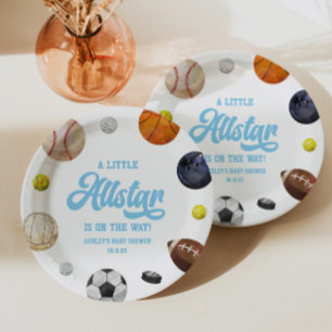 Assiettes En Carton Une petite star arrive ! Baby shower sportif
