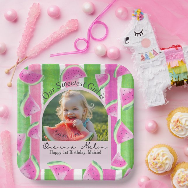 Assiettes En Carton Une photo d'anniversaire à Melon (Fête)
