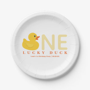 Assiettes En Carton Une plaque d'anniversaire de canard chanceux Duc