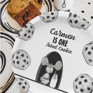 Assiettes En Carton Une souris de biscuits doux premier anniversaire