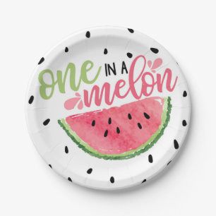 Assiettes En Carton Une sur une plaque de papier de pastèque Melon