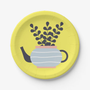 Assiettes En Carton Une théière moderne simple au pastel plante