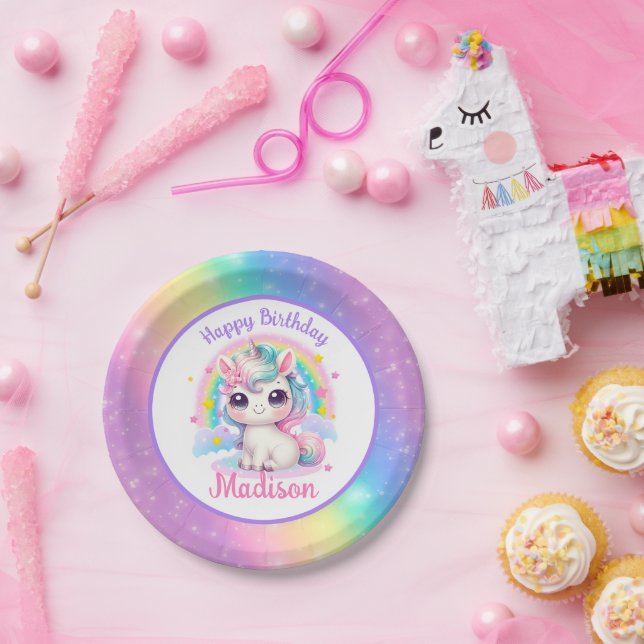 Assiettes En Carton Unicorn Birthday (Fête)