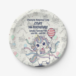 Assiettes En Carton Unicorn Célébration magique