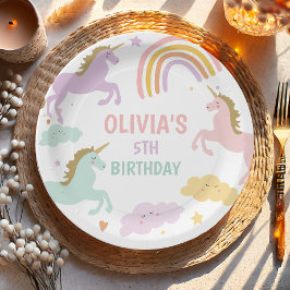 Assiettes En Carton Unicorn Magical Rainbow Celebration Fille Annivers
