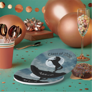Assiettes En Carton Unicorn Silhouette Moon Classe de Graduation 2030