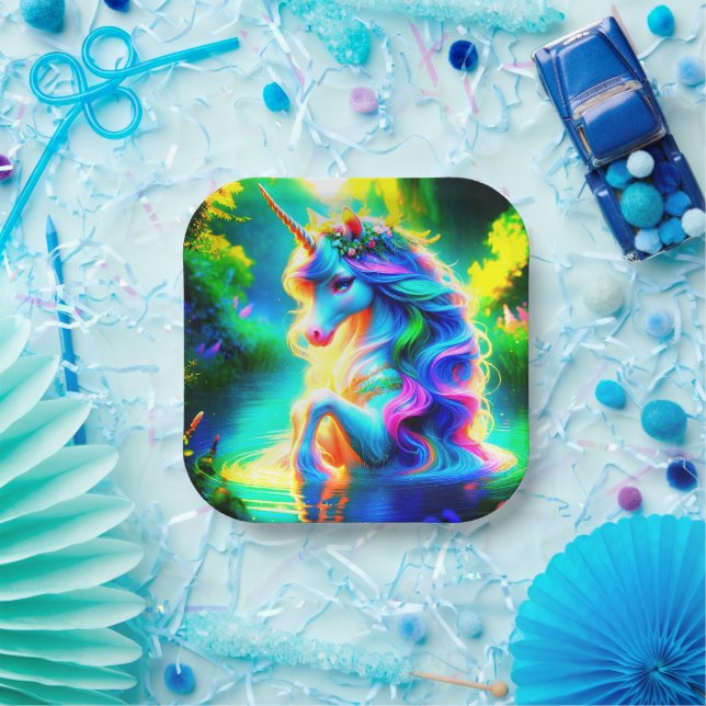 Assiettes En Carton Unicorne (Fête)