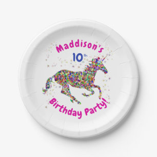 Assiettes En Carton Unicorne - Anniversaire de papier de fête - Enfan