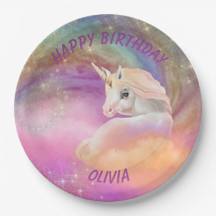 Assiettes En Carton Unicorne de Sparkly Rainbow