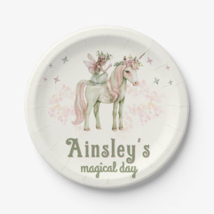 Assiettes En Carton Unicorne enchantée et fée Anniversaire personnalis