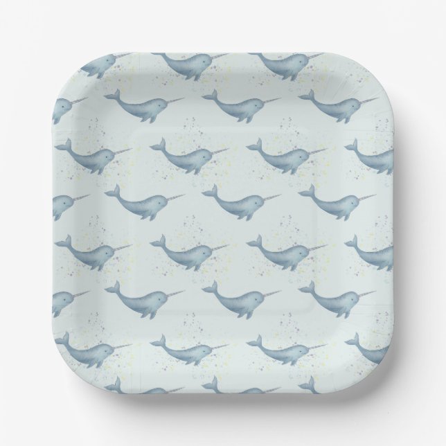 Assiettes En Carton Unicorne marine Narwhal (Recto)