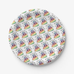 Assiettes En Carton Unicorne Rainbow Poop Emoji