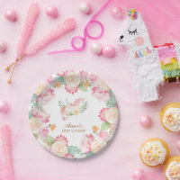Unicorne rose jaune Baby shower floral Anniversair