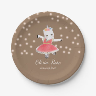 Assiettes En Carton Unicorne rose magique Ballerina Fille Anniversaire