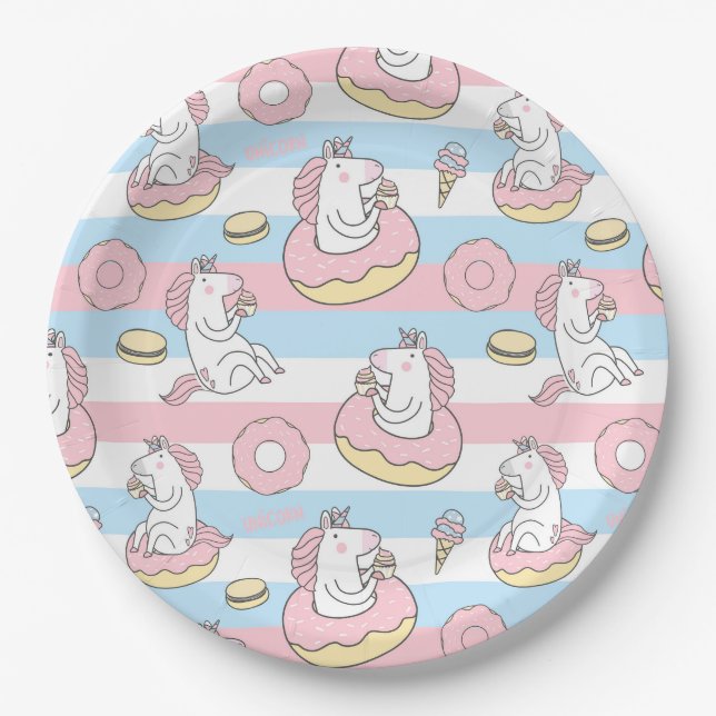 Assiettes En Carton Unicornes (Devant)