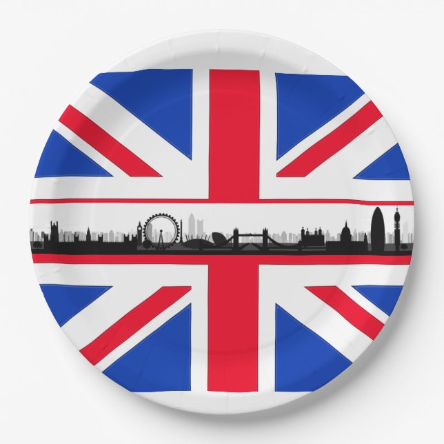 Assiettes En Carton Union Jack Skyline London Theme Party Plaques papi (Devant)