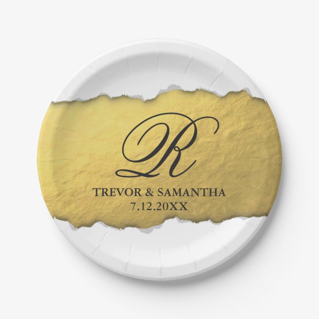 Assiettes En Carton Unique Éclairage Éclairage Faux Gold Foil Lettres  (Devant)