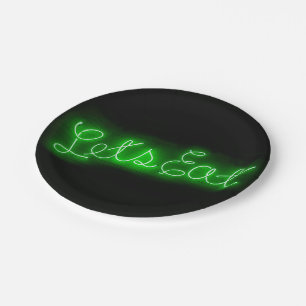 Assiettes En Carton Unique Mangeons Neon Vintage Se connecter en vert