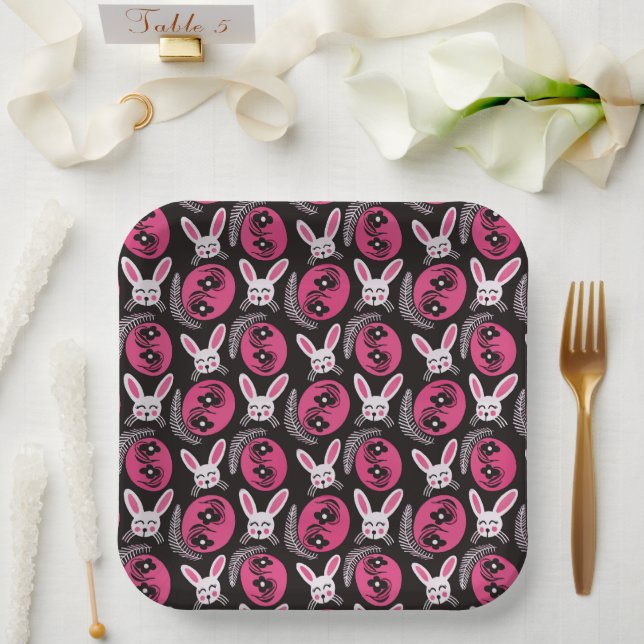 Assiettes En Carton Unique Motif de Pâques heureux (Mariage)