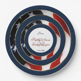 Assiettes En Carton Unique Patriotique Élégant USA Mariage or drapeau