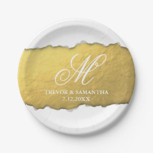 Assiettes En Carton Unique Sortie Éclairage Faux Gold Foil Mariage