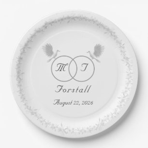 Assiettes En Carton Unité nuptiale Mariage catholique monogramme