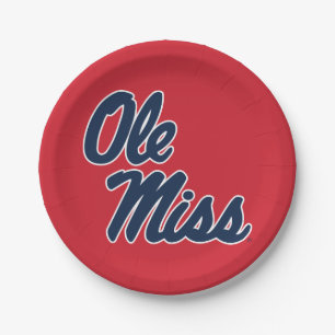 Assiettes En Carton Université du Mississippi   Ole Miss Script