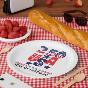Assiettes En Carton Usa 250e anniversaire patriotique 4 juillet 