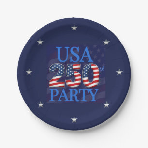 Assiettes En Carton USA 250e anniversaire personnalisé patriotique 