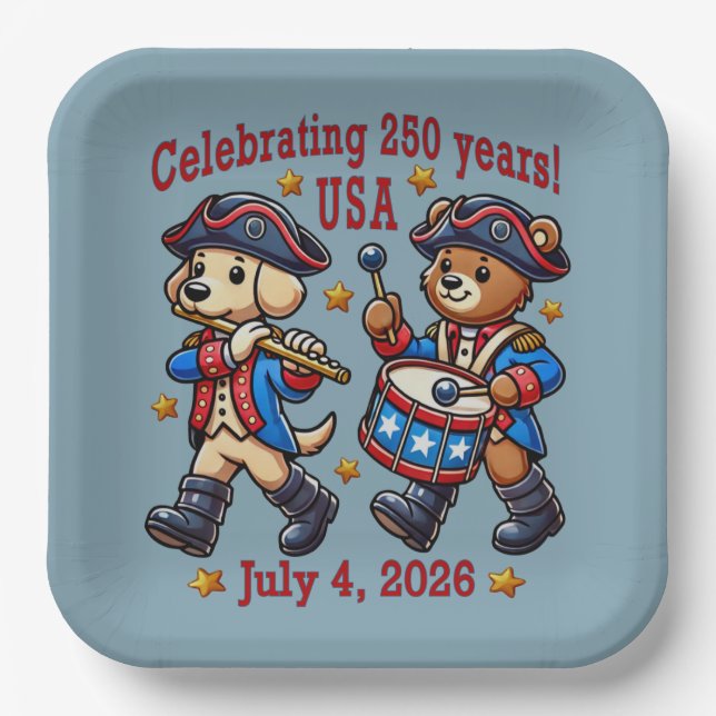 Assiettes En Carton USA 250th Anniversary Souvenir - Patriotique (Recto)