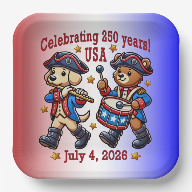 Assiettes En Carton USA 250th Anniversary Souvenir - Patriotique (Recto)