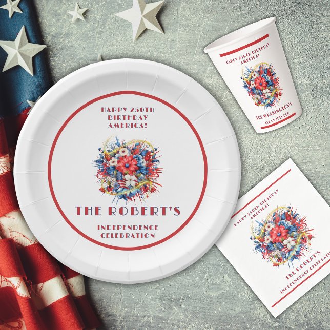 Assiettes En Carton USA 250th Birthday America's Celebration (Créateur téléchargé)