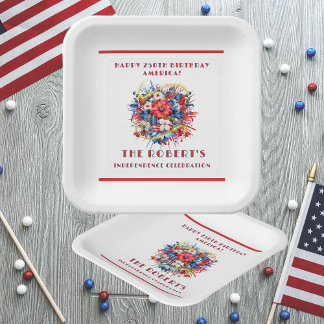 Assiettes En Carton USA 250th Birthday America's Celebration