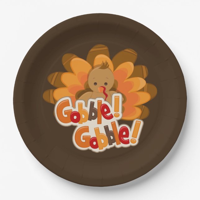 Assiettes En Carton Vacances de dinde Thanksgiving mignonne (Devant)