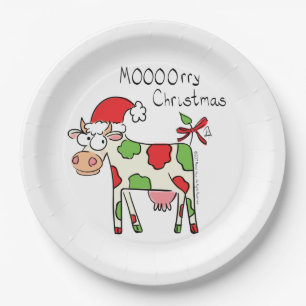 Assiettes En Carton Vacances de Noël amusantes pour la vache