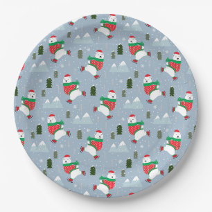 Assiettes En Carton Vacances de Noël modernes Ours polaire