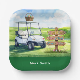 Assiettes En Carton Vacances de Pâques de golf avec voiturette de golf