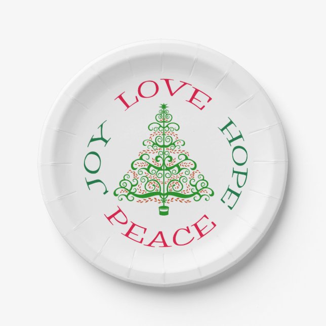 Assiettes En Carton Vacances d'espoir d'arbre de Noël (Devant)