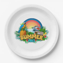 Assiettes En Carton Vacances d'été ambiance plage